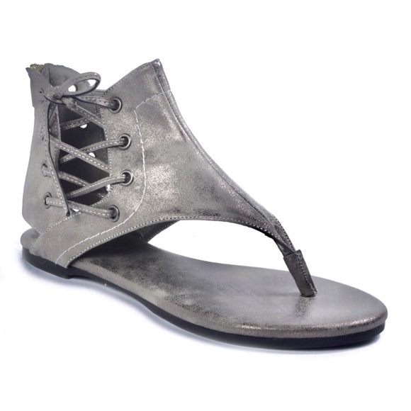 Pierre Dumas Gladiator Sandal in Pewter - Picture 6 of 6